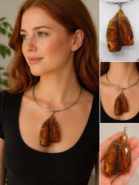 Amber Drop Pendant Necklace